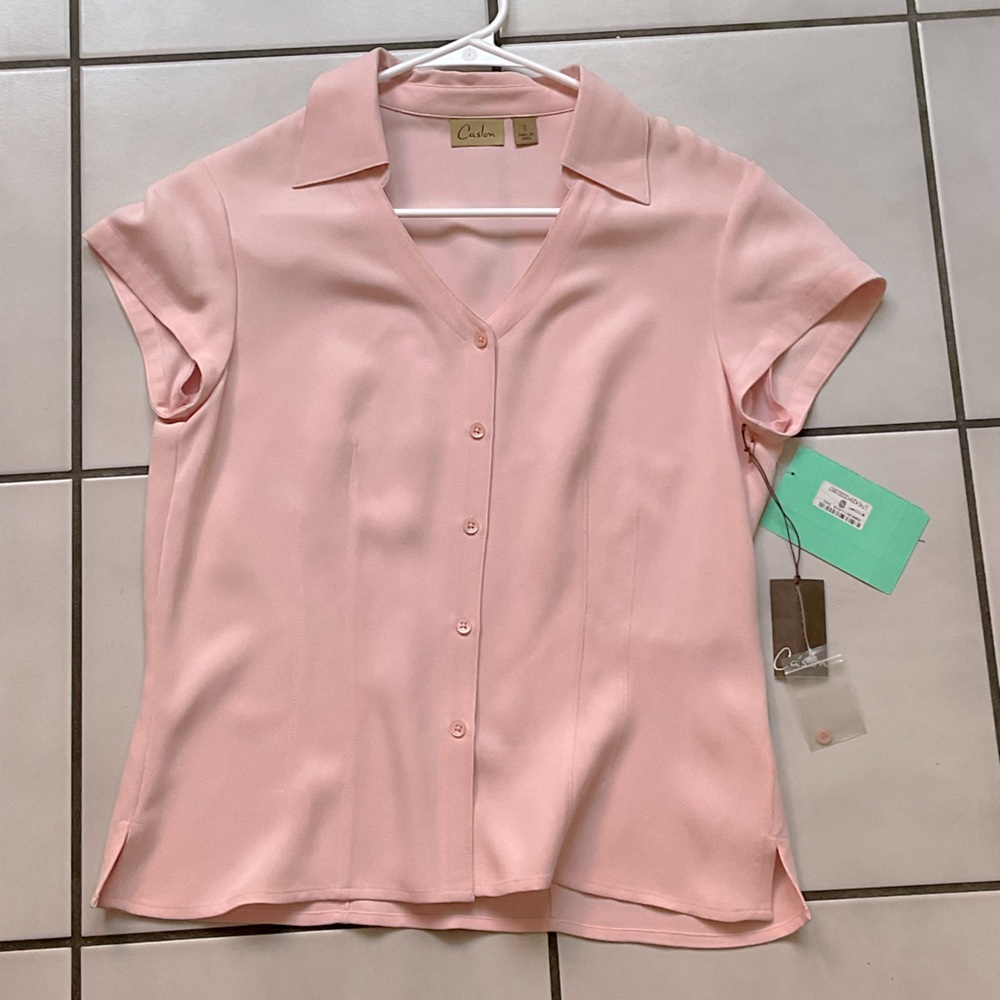 Caslon pink silk blouse